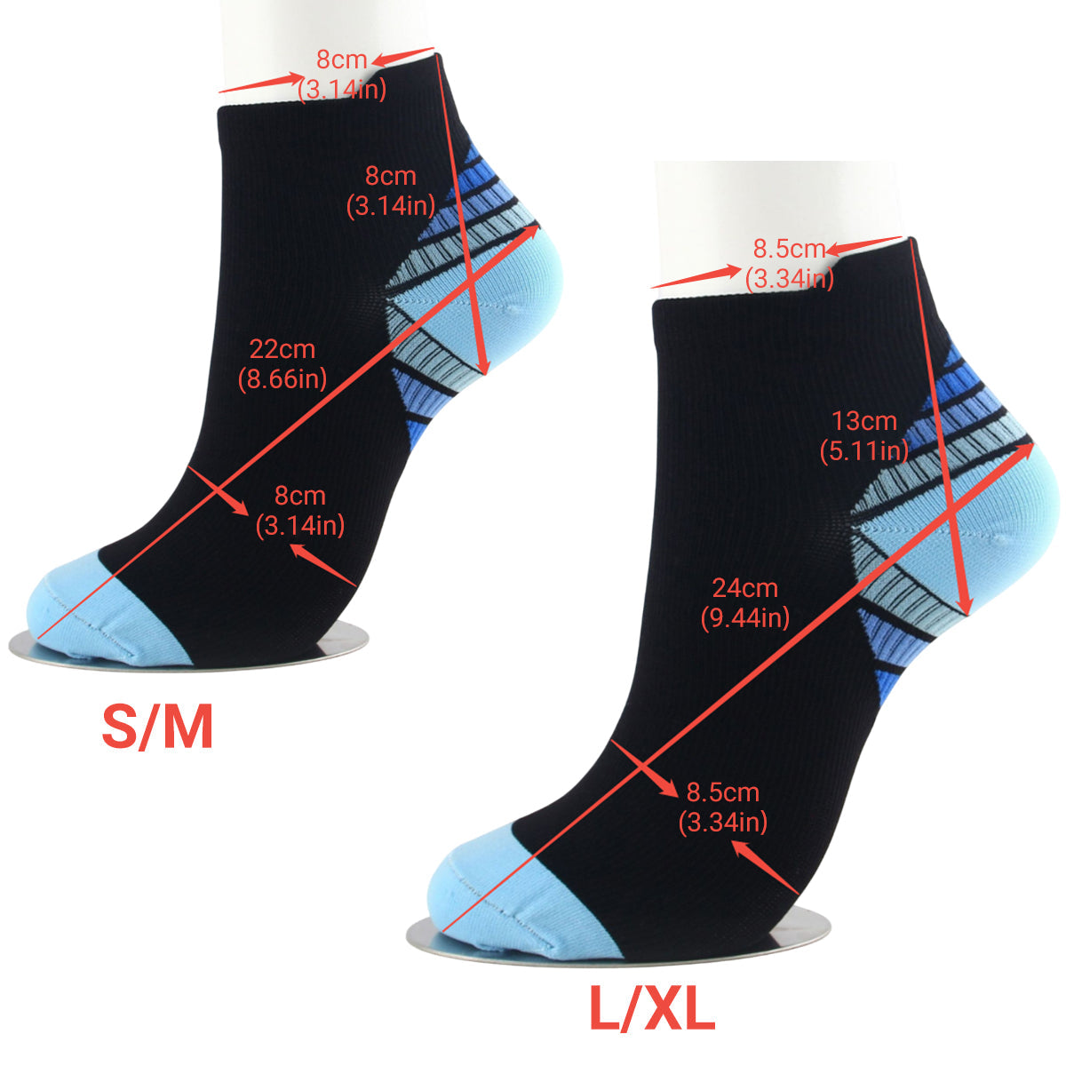 3x 6x Sports Pressure Socks Running Short Socks Men And Women Plantar Fascia Compression Elastic Socks - Green