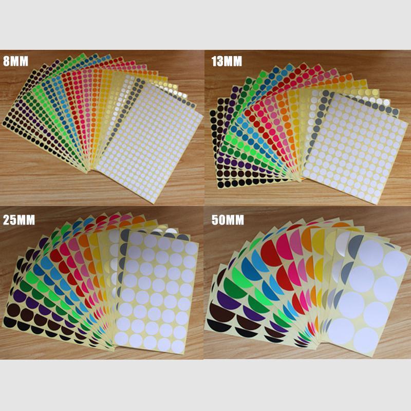 8/13/25/50mm Colour Sticker Dots Adhesive Round Labels Circular Scrapbooking Red - 8mm 260 Dots - 5 Sheets