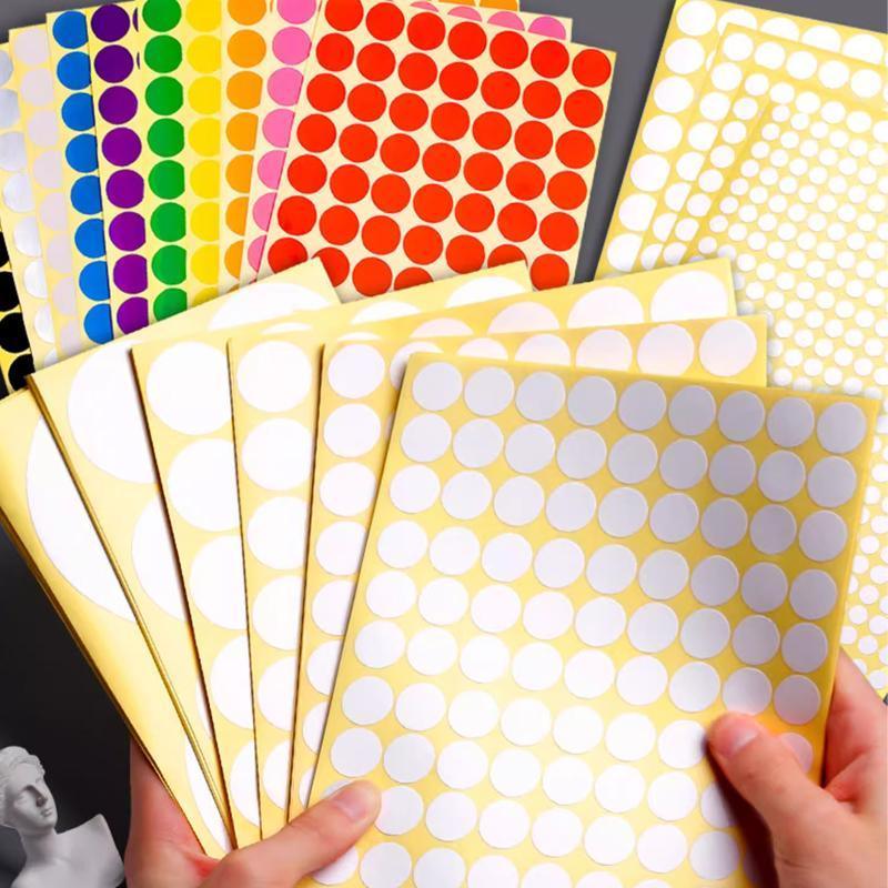 8/13/25/50mm Colour Sticker Dots Adhesive Round Labels Circular Scrapbooking Red - 8mm 260 Dots - 5 Sheets
