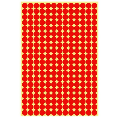 8/13/25/50mm Colour Sticker Dots Adhesive Round Labels Circular Scrapbooking Red - 8mm 260 Dots - 5 Sheets