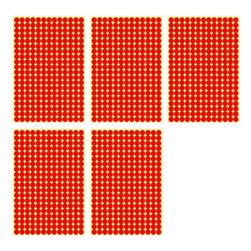 8/13/25/50mm Colour Sticker Dots Adhesive Round Labels Circular Scrapbooking Red - 8mm 260 Dots - 5 Sheets