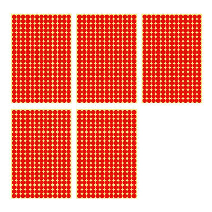 8/13/25/50mm Colour Sticker Dots Adhesive Round Labels Circular Scrapbooking Red - 8mm 260 Dots - 5 Sheets