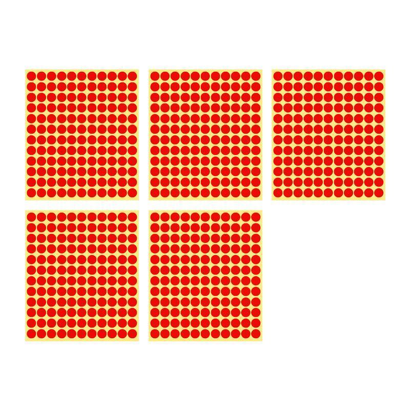 8/13/25/50mm Colour Sticker Dots Adhesive Round Labels Circular Scrapbooking Red - 8mm 260 Dots - 5 Sheets