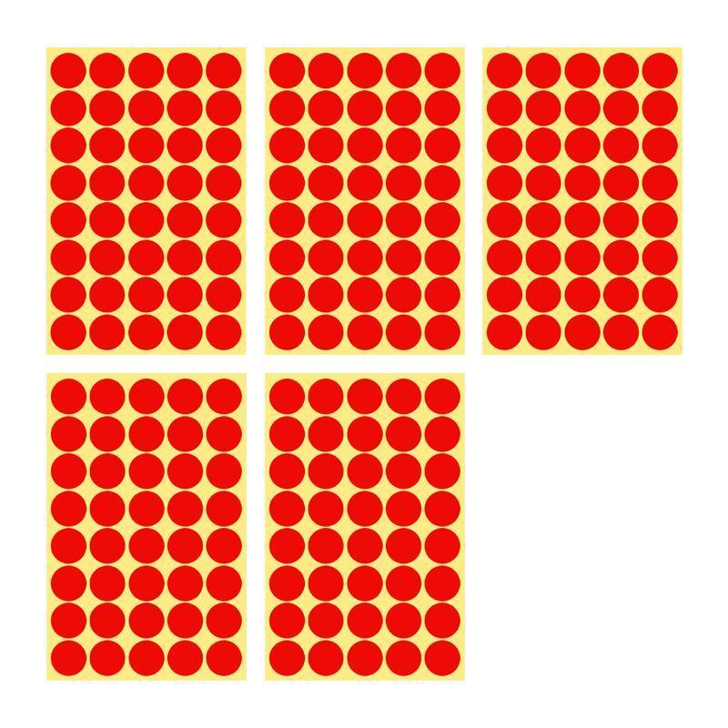 8/13/25/50mm Colour Sticker Dots Adhesive Round Labels Circular Scrapbooking Red - 8mm 260 Dots - 5 Sheets