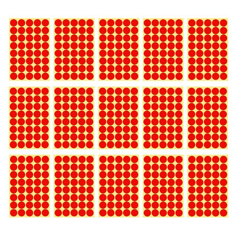 8/13/25/50mm Colour Sticker Dots Adhesive Round Labels Circular Scrapbooking Red - 8mm 260 Dots - 5 Sheets