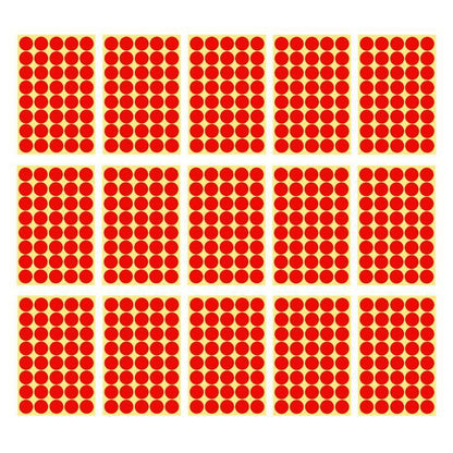 8/13/25/50mm Colour Sticker Dots Adhesive Round Labels Circular Scrapbooking Red - 8mm 260 Dots - 5 Sheets