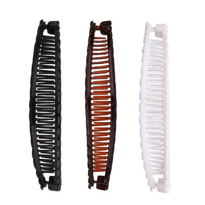 5X Hair Ponytail Holder Banana Clips Plastic Black Claw Comb Clip Multipurpose - White