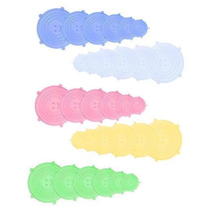 6PCS Stretch Reusable Silicone Food Saver Cover Seal Insta Lids Bowl Wraps - Green