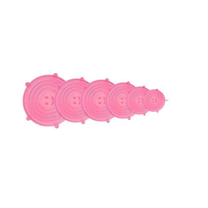 6PCS Stretch Reusable Silicone Food Saver Cover Seal Insta Lids Bowl Wraps - Pink