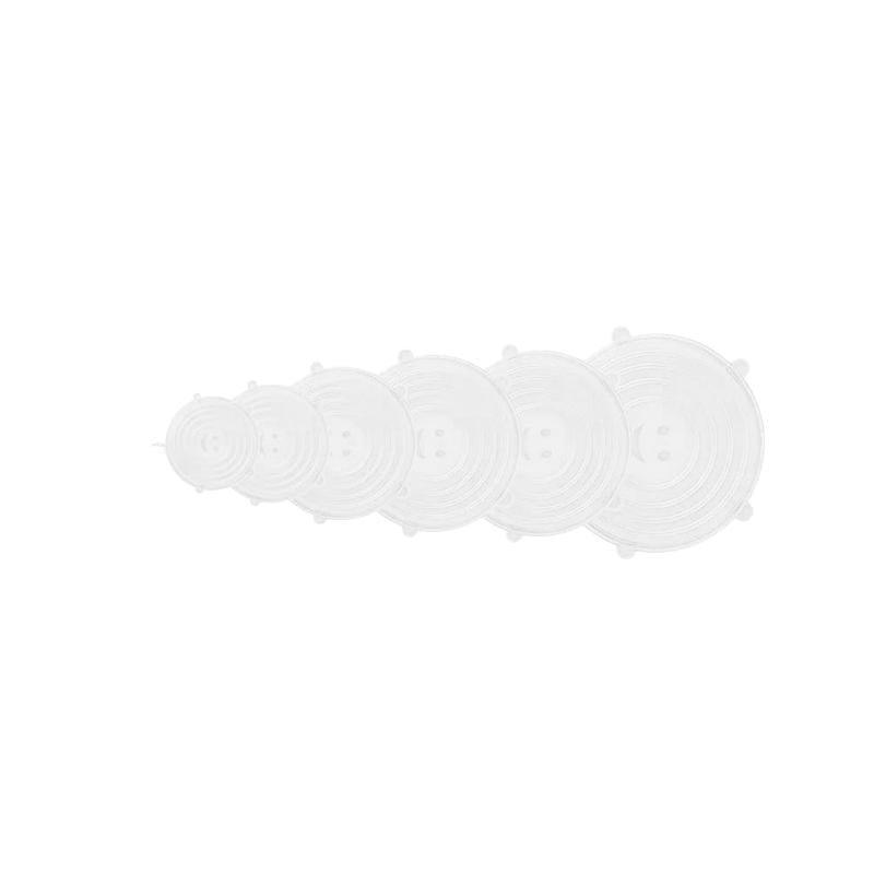 6PCS Stretch Reusable Silicone Food Saver Cover Seal Insta Lids Bowl Wraps - White