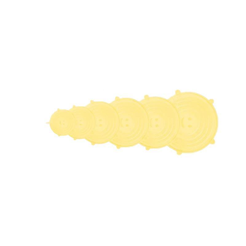 6PCS Stretch Reusable Silicone Food Saver Cover Seal Insta Lids Bowl Wraps - Yellow
