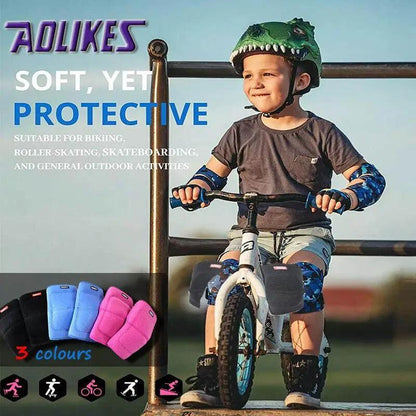 Aolikes Kid Knee Pad Crash Proof Antislip Basketball Skating Protector M Size - Rose Red - Factory Direct Shop