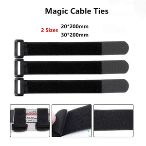 Magic Cable Ties Reusable Winder Coded Organiser Cords Hook Loop Black - 20*200mm  10PCS