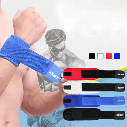 Aolikes Adjustable Sports Gym Wrist Support Brace Wrap Band Wristband Strap Au - Black+Grey