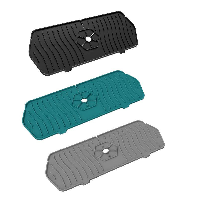 L Size Silicone Faucet Mat Kitchen Protector Faucet Absorbent Mat Sink Splash Guard - Grey