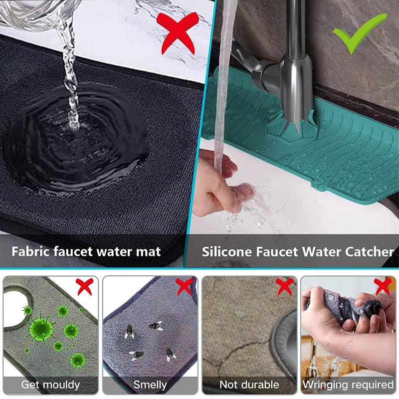 L Size Silicone Faucet Mat Kitchen Protector Faucet Absorbent Mat Sink Splash Guard - Green