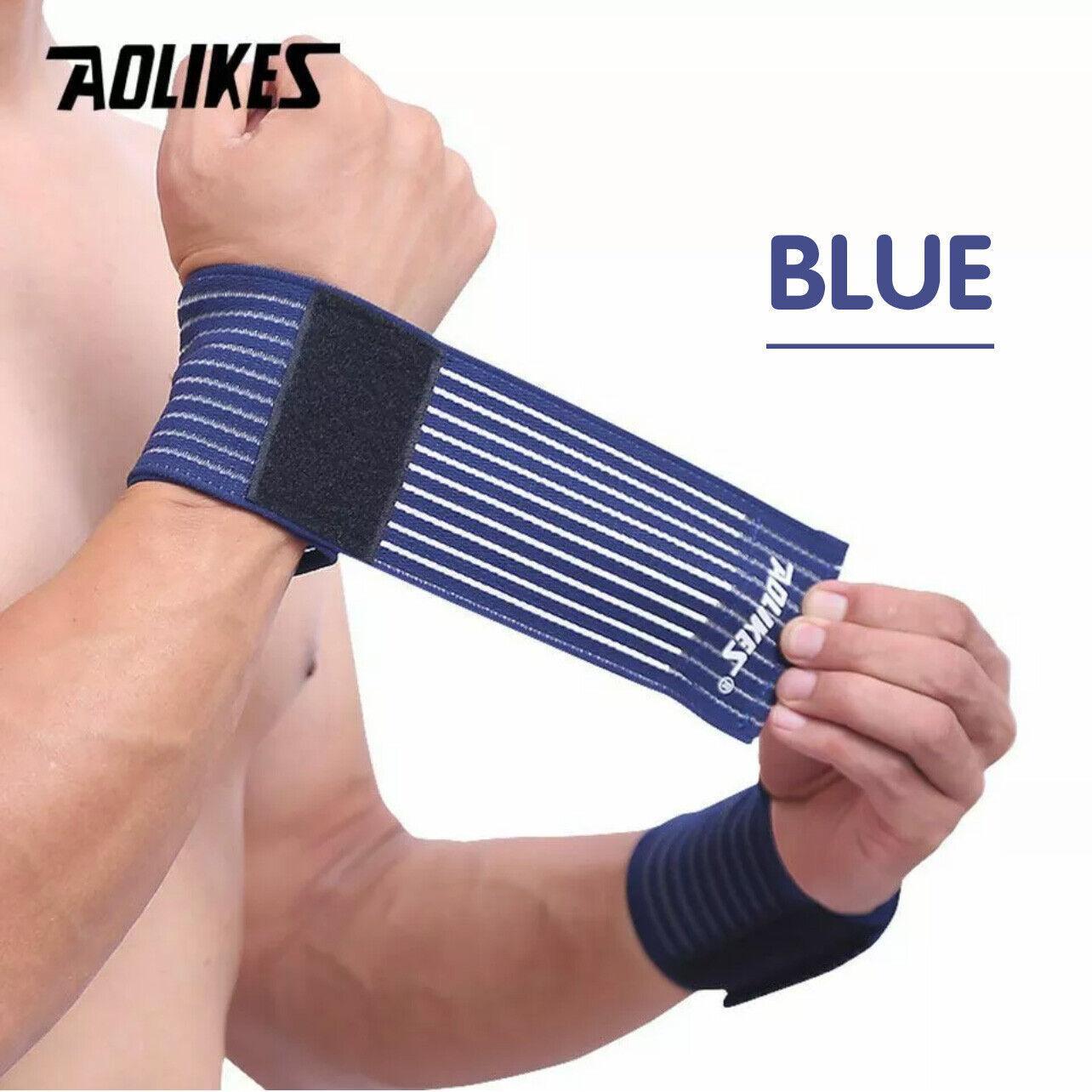 Aolikes Wrist Brace Elastic Bandage Support Sport Gym Wrap Fitness Wristband - Blue - Factory Direct Shop