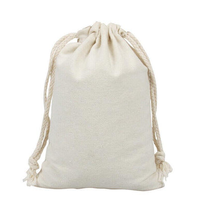 10X Canvas Cotton Drawstring Bags Linen Calico Tote Gift Storage Pouches - 8x10cm