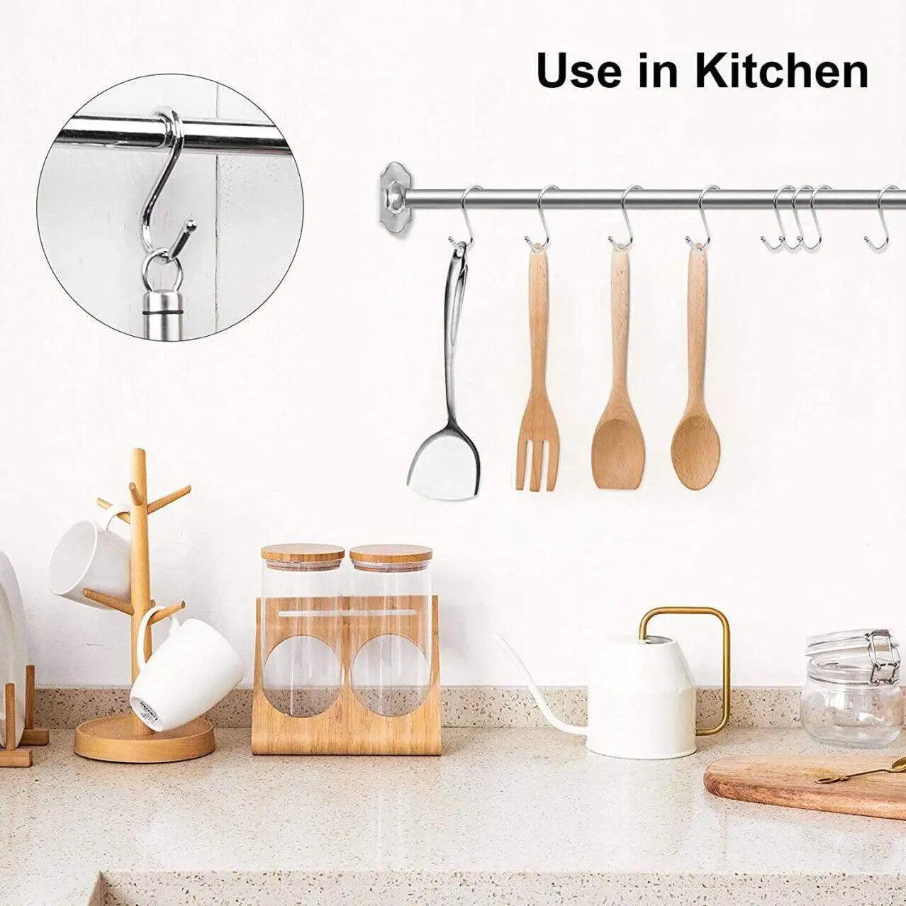 12cm Stainless Steel S Shape Hooks Kitchen Hanger Rack Clothes Hanging Plant Holders - 10PCS
