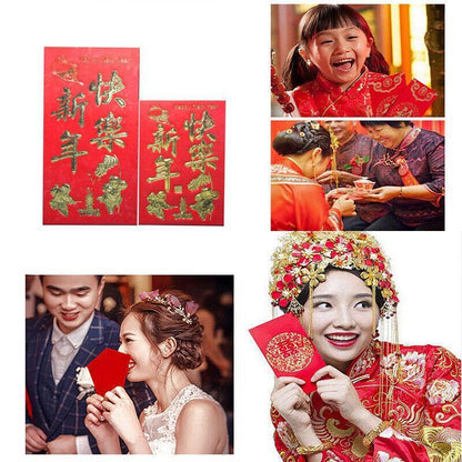 8*11.5 cm Set of 6 - Chinese New Year Red Pocket Lucky Money Envelopes - C