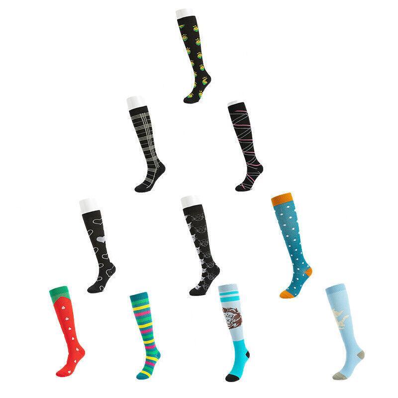 L/XL Size Compression Socks Unisex Adult Nursing Travel Stocking Sport - Black Heart