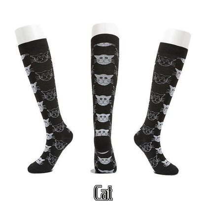 L/XL Size Compression Socks Unisex Adult Nursing Travel Stocking Sport - Black Heart