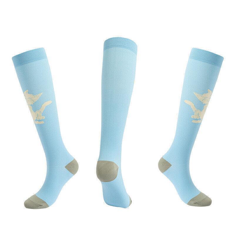 L/XL Size Compression Socks Unisex Adult Nursing Travel Stocking Sport - Green Bar