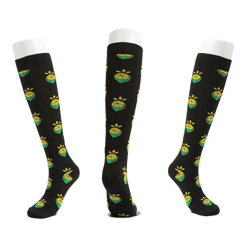 L/XL Size Compression Socks Unisex Adult Nursing Travel Stocking Sport - Green Bar