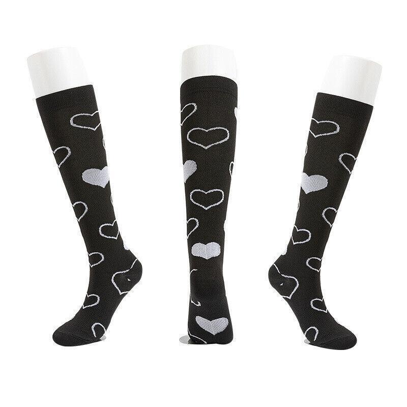 L/XL Size Compression Socks Unisex Adult Nursing Travel Stocking Sport - Green Bar