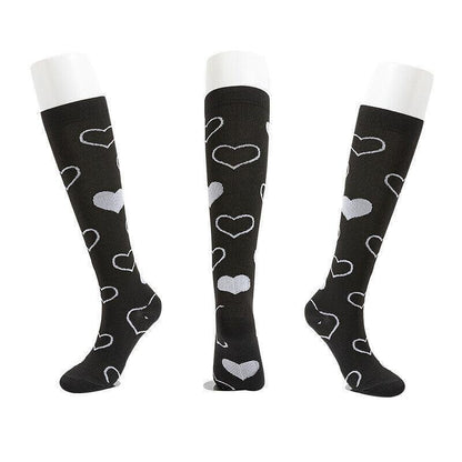 L/XL Size Compression Socks Unisex Adult Nursing Travel Stocking Sport - Green Bar