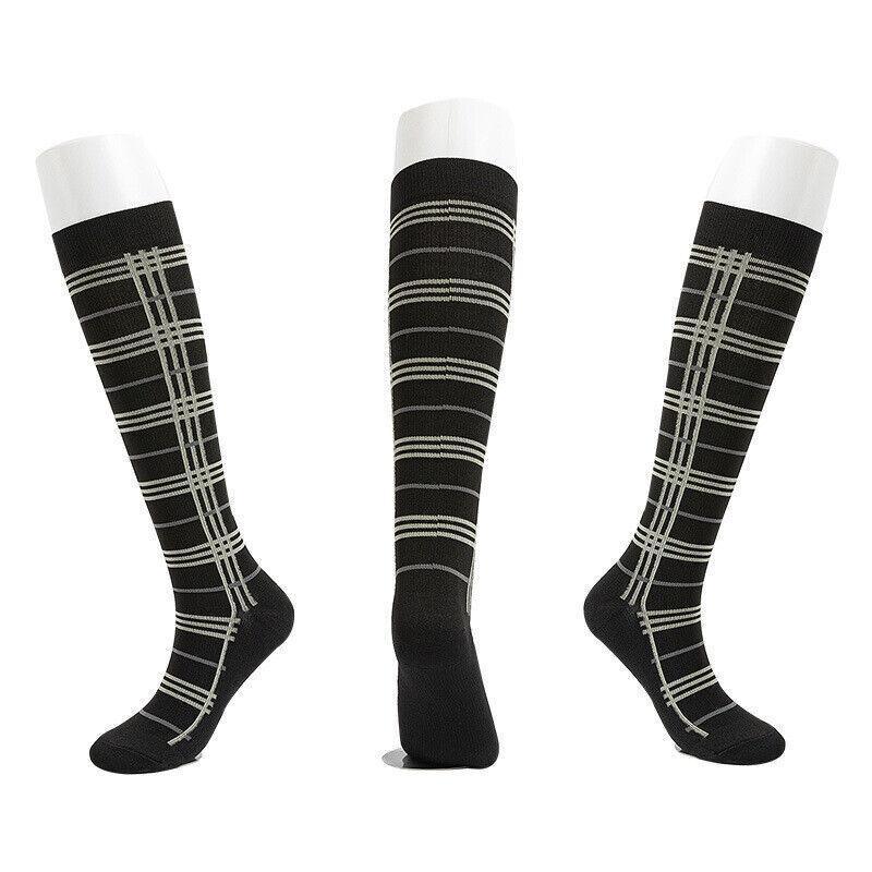 L/XL Size Compression Socks Unisex Adult Nursing Travel Stocking Sport - Green Bar