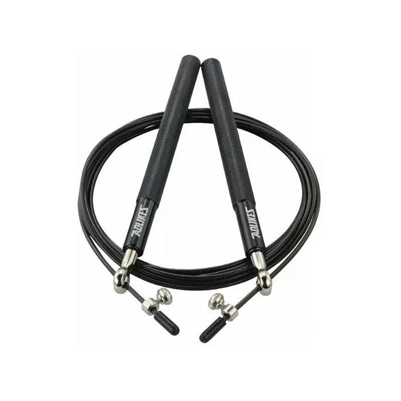 Black Skipping Rope  with silver ends on a white background