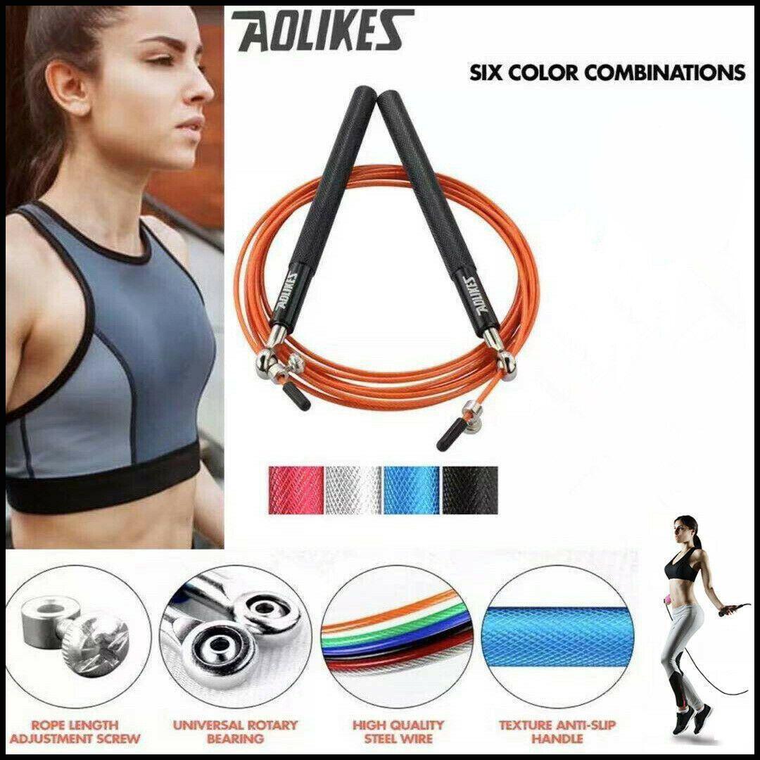 Skipping Ropewith a woman in athletic wear and product details.