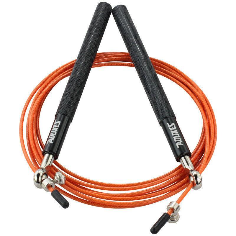Orange Skipping Rope with black handles on a white background