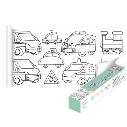 3M DIY Colouring Paper Roll with 12 Colour Pencils Cartoon Doodle Set - Lovely princess(With 12PCS Colored Pencils)