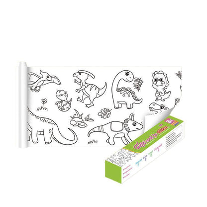 3M DIY Colouring Paper Roll with 12 Colour Pencils Cartoon Doodle Set - Animal world (With 12PCS Colored Pencils)