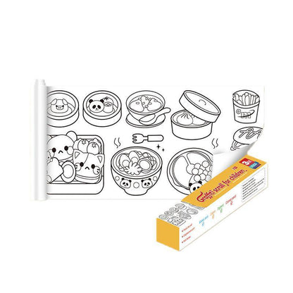 3M DIY Colouring Paper Roll with 12 Colour Pencils Cartoon Doodle Set - Animal world (With 12PCS Colored Pencils)