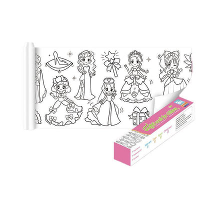 3M DIY Colouring Paper Roll with 12 Colour Pencils Cartoon Doodle Set - Animal world (With 12PCS Colored Pencils)