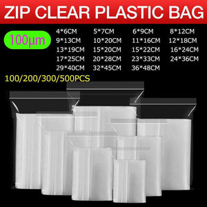 100PCS 100micron Bulk Clear Resealable PE Plastic Zip Bags - 10*20CM