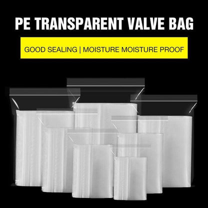 100PCS 100micron Bulk Clear Resealable PE Plastic Zip Bags - 15*20CM