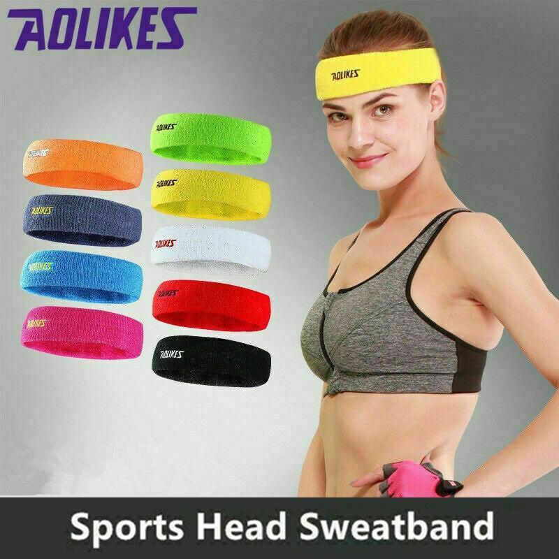 Aolikes Headbands Sweatband Cotton Hair Gym Yoga Stretch Sport Sweat Band - Black - Factory Direct Shop