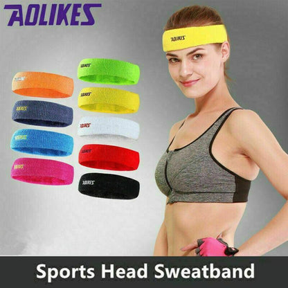 Aolikes Headbands Sweatband Cotton Hair Gym Yoga Stretch Sport Sweat Band - Blue - Factory Direct Shop