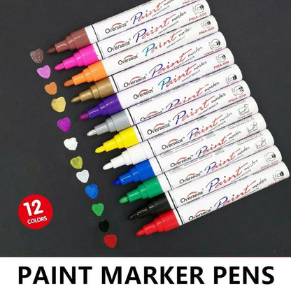 Multicolour Permanent Paint Marker Pens for Tyre Metal Glass Rubber - Pink