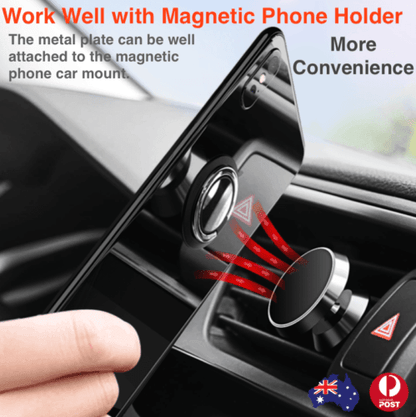 Iring Phone Ring Finger Holder Stand Car Mount Hook For Iphone Ipad Mobile Grip - E- Red