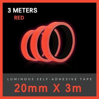 2cm x 3m Glow in the Dark Fluorescent Tape Self-Adhesive Strip for Marking and Decor - Red 2cm*3m