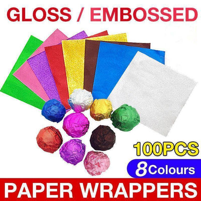 100PCS Tin Foil Aluminium Wrapping Square Chocolate Wrappers 10CM - Green/Gloss