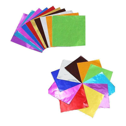 100PCS Tin Foil Aluminium Wrapping Square Chocolate Wrappers 10CM - Green/Gloss