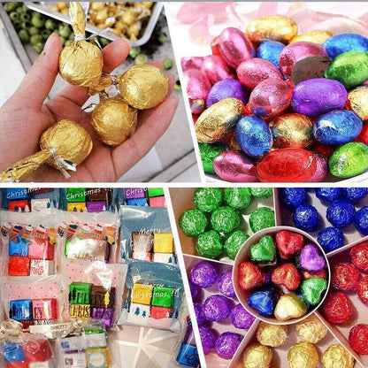 100PCS Tin Foil Aluminium Wrapping Square Chocolate Wrappers 10CM - Green/Gloss