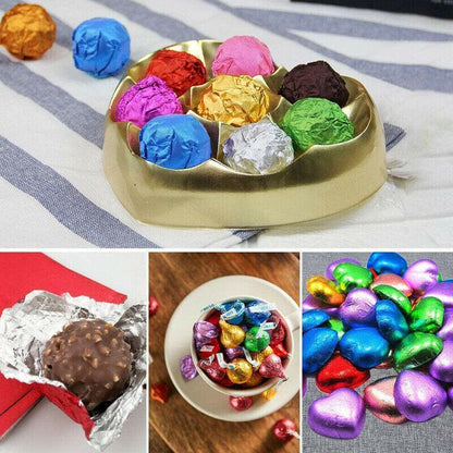 100Pcs Aluminium Foil Chocolate Wrappers 20cm Squares - Pink/Embossed