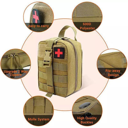 Tactical Molle Rip Away Emt Ifak Medical Pouch First Aid Kit Utility Bag Au Send - Army Green
